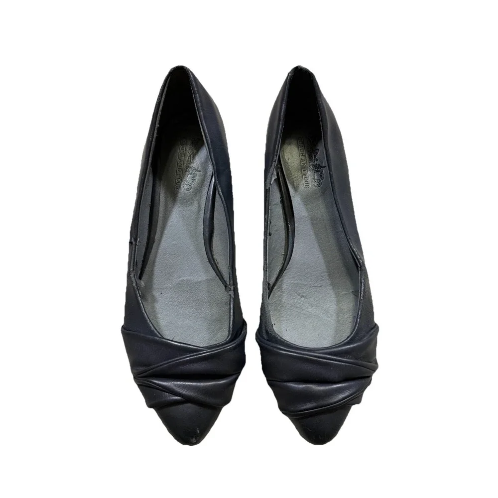 Coach And Four Shoes Women 6.5 Navy Blue Leather Flats Comfort Office Career